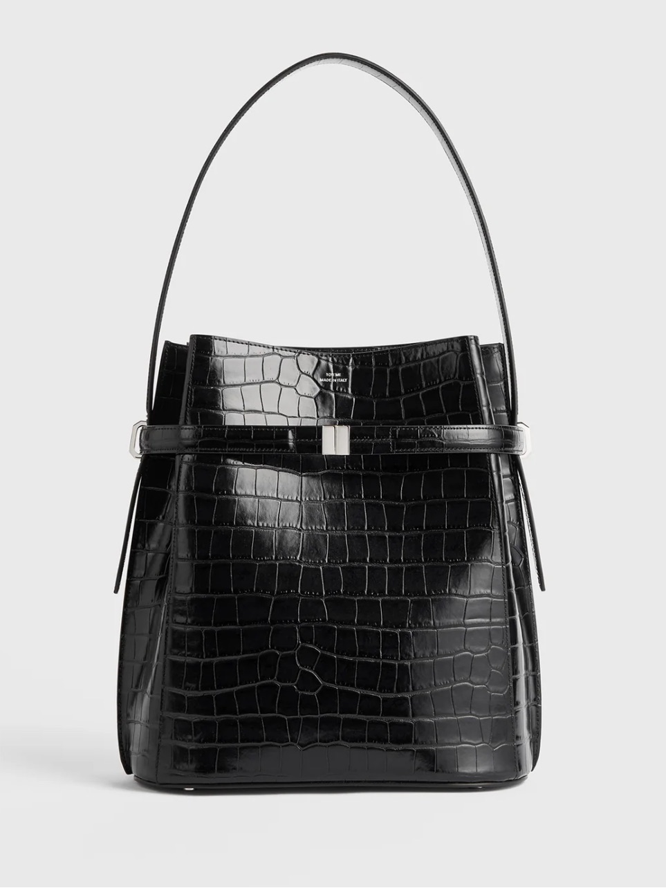 Nwt Toteme Croc-Embossed Bucket Bag In Black